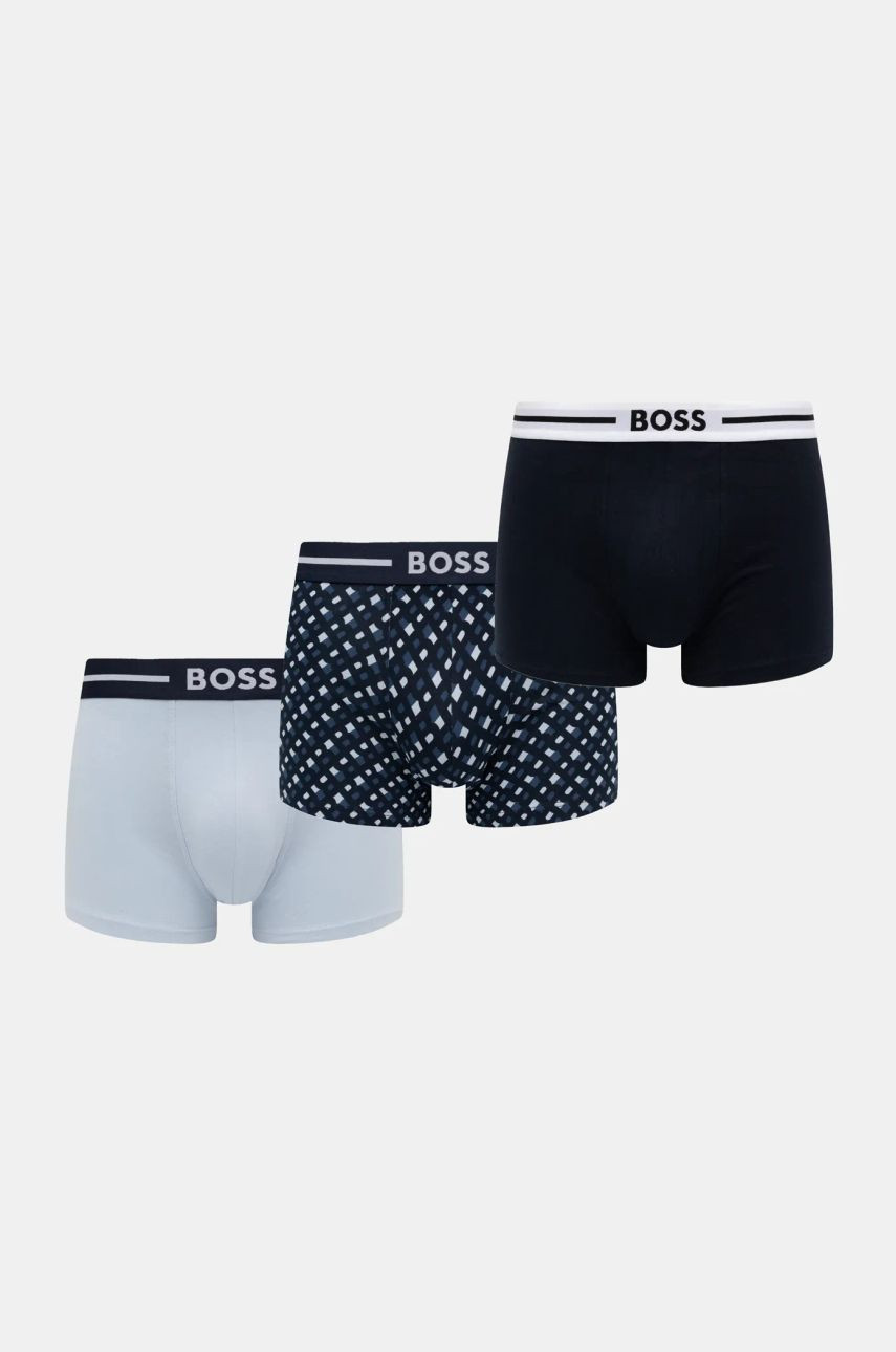 Boxerky BOSS 3-pak pánske, tmavomodrá farba, 50531694