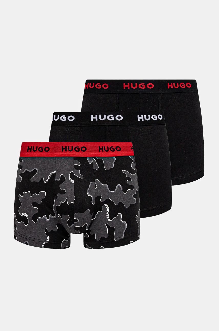 Boxerky HUGO 3-pak pánske, čierna farba, 50532550