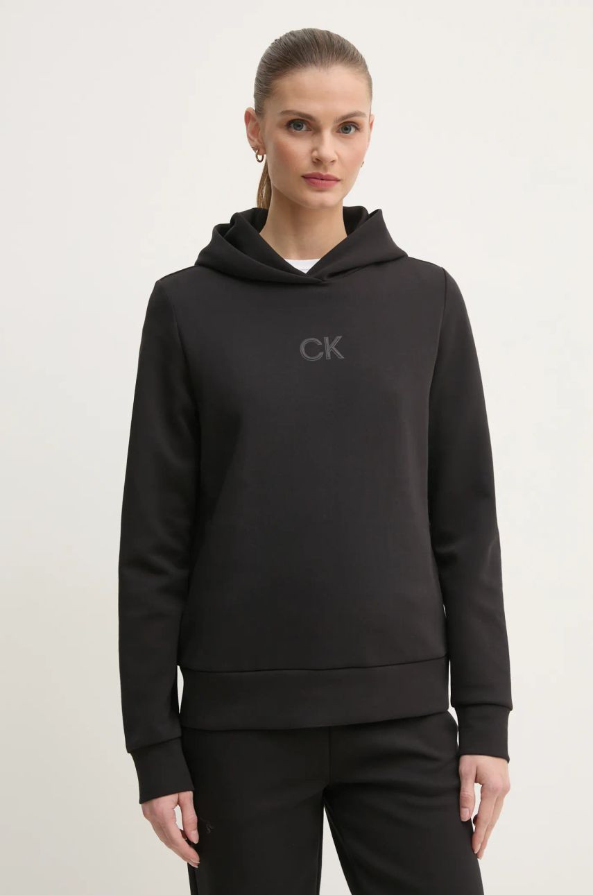 Mikina Calvin Klein dámska, čierna farba, s kapucňou, s nášivkou, K20K207954