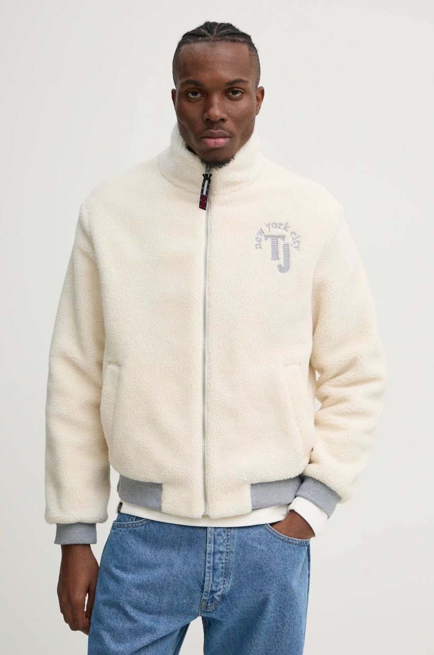 Bunda Tommy Jeans pánska, béžová farba, prechodná, DM0DM21269