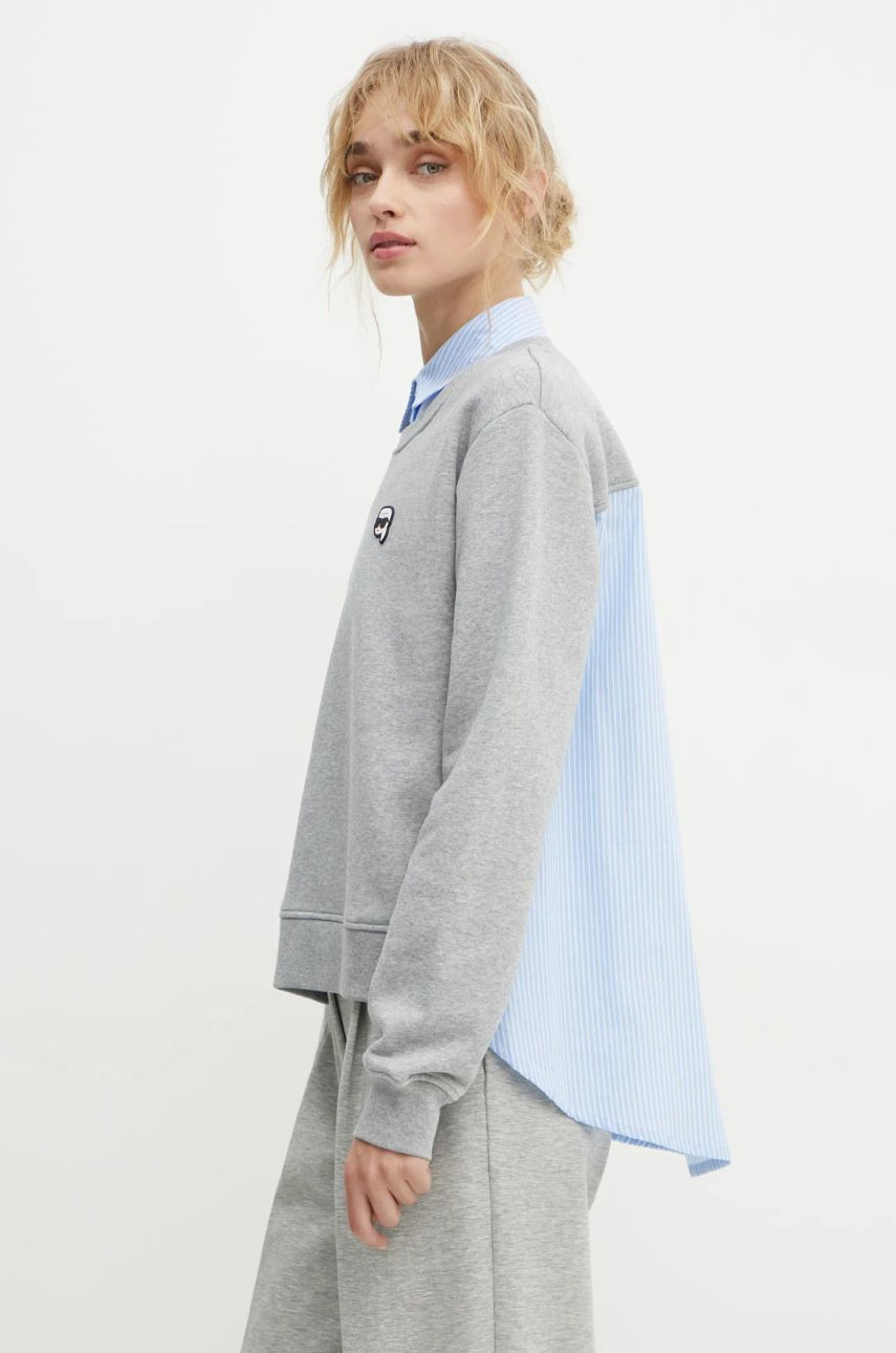 Mikina Karl Lagerfeld dámska, šedá farba, vzorovaná, A1W20084