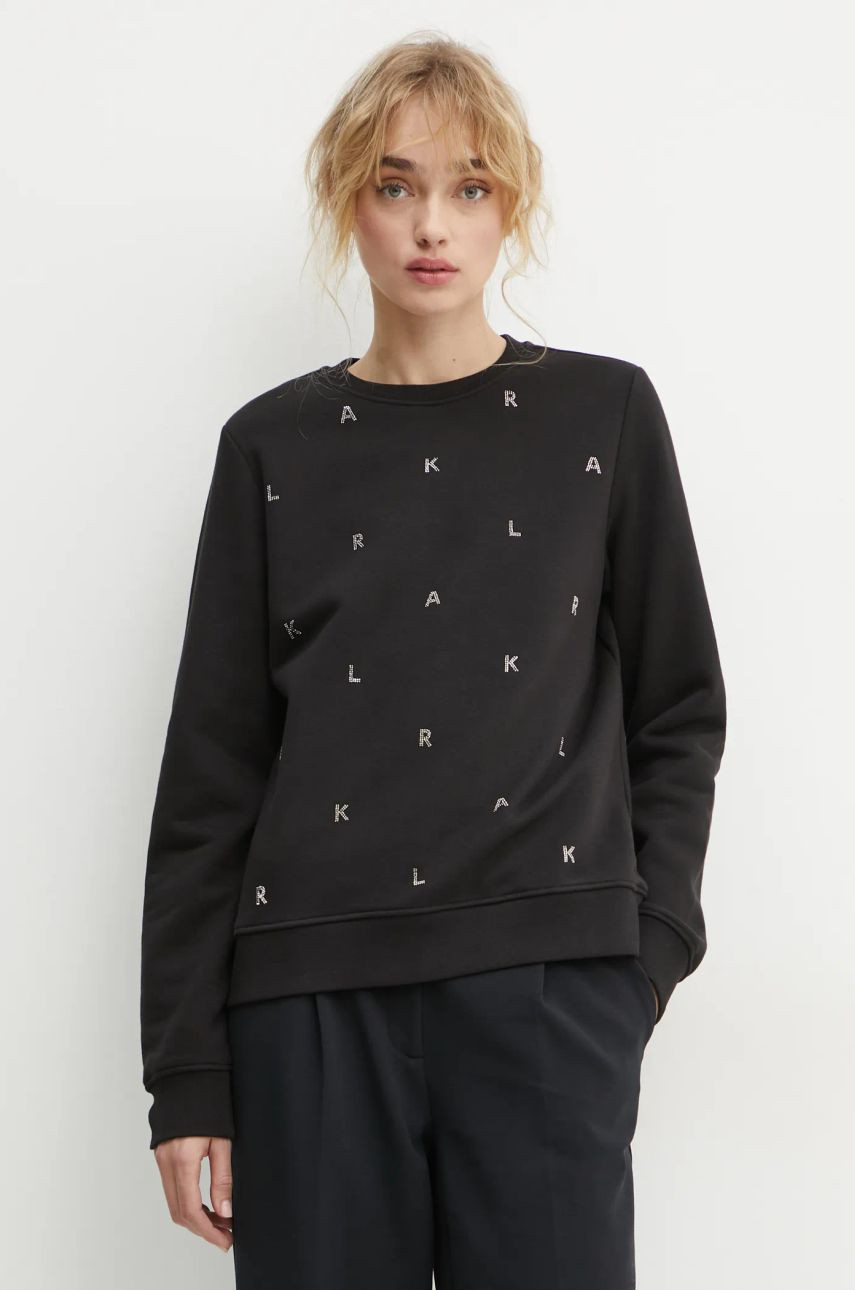 Mikina Karl Lagerfeld dámska, čierna farba, s nášivkou, A1W20049