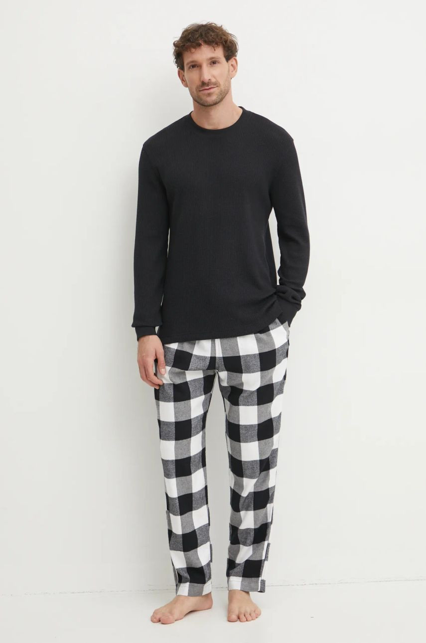 Pyžamo Hollister Co. pánske, čierna farba, vzorované, KI313-4022