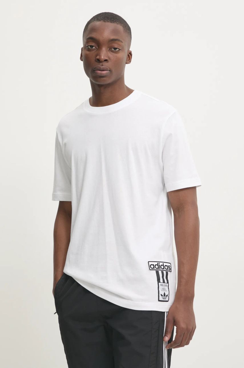 Bavlnené tričko adidas Originals Adibreak pánske, biela farba, s potlačou, JD4195