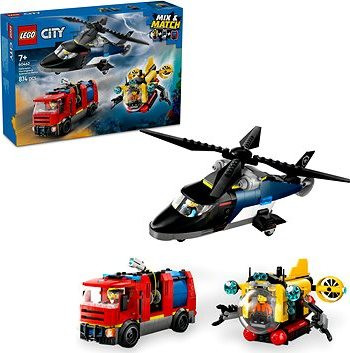 LEGO® City 60462 Remix: Helikoptéra, hasičské auto a ponorka