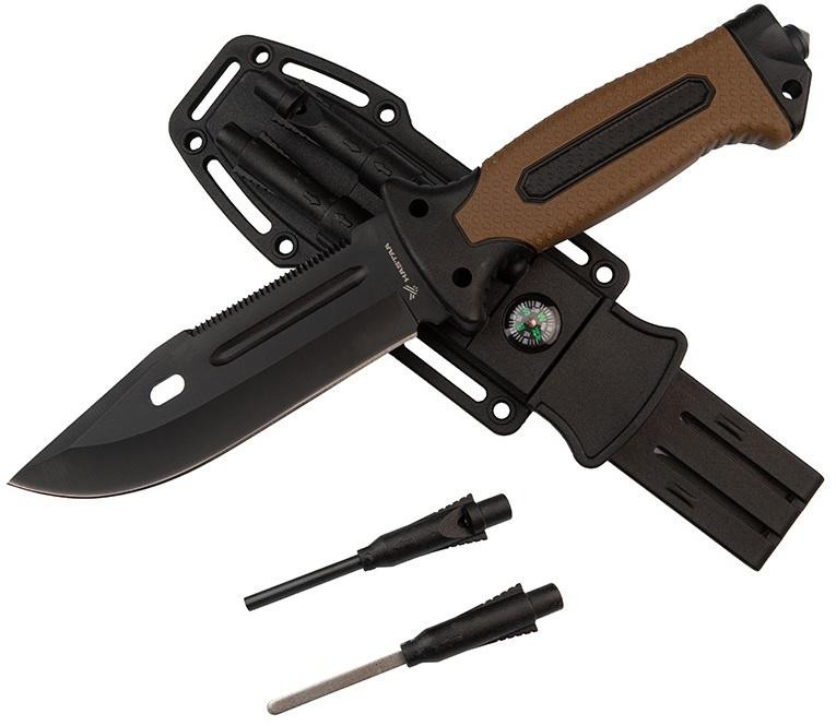 HASTAA Taktický nôž + podpaľovač a brúsik, 28 cm