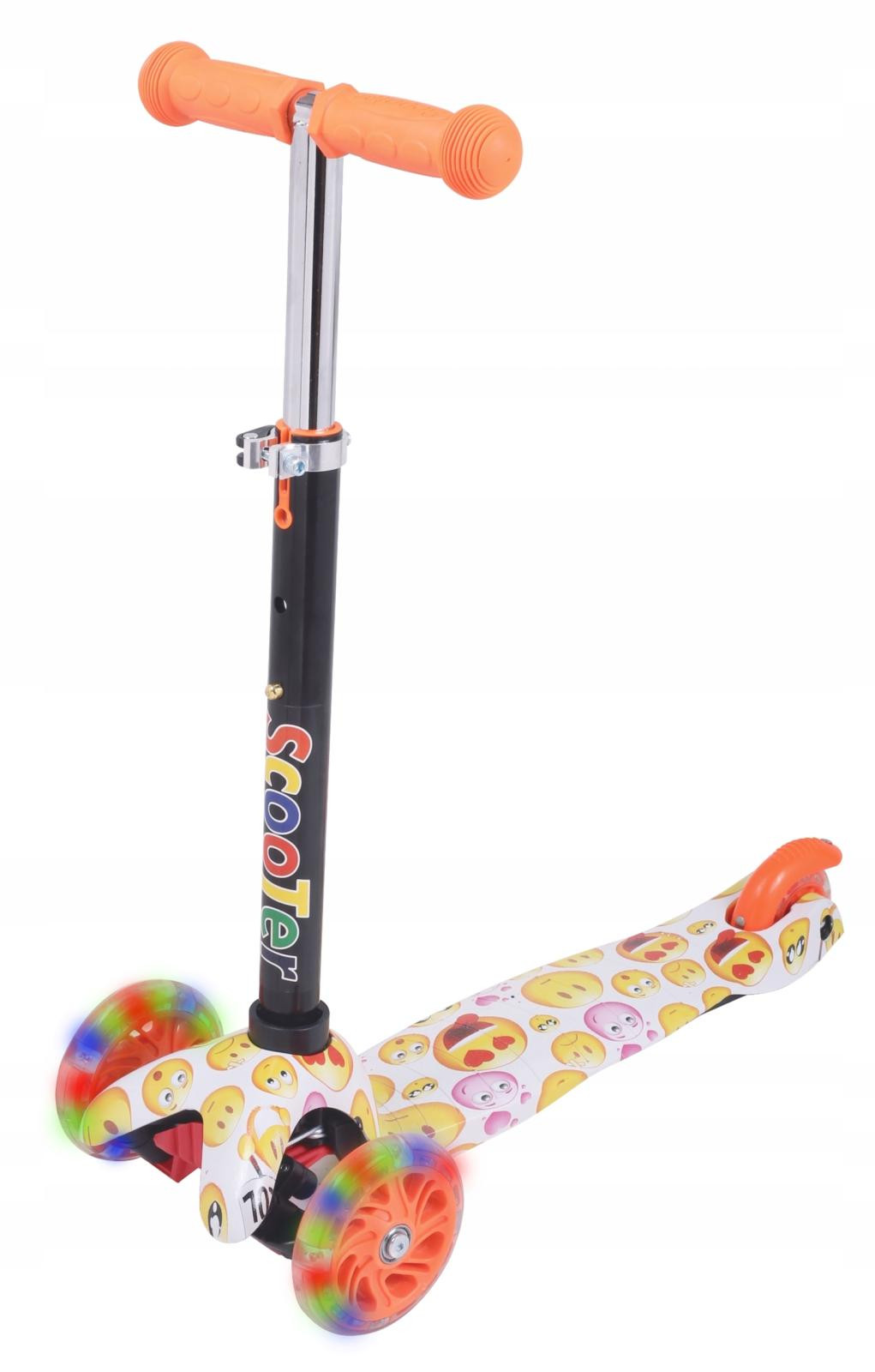 Kolobežka trojkolesová MINI SCOOTER so svietiacimi kolieskami, EMOJI