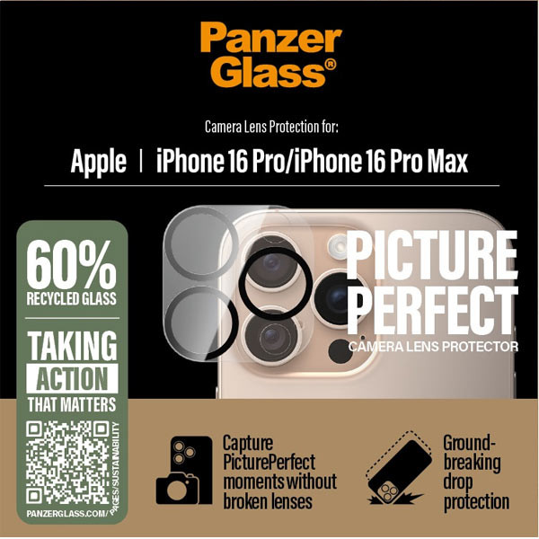 PanzerGlass Ochranný kryt objektívu fotoaparátu Hoops pre Apple iPhone 16 Pro/16 Pro Max 1280