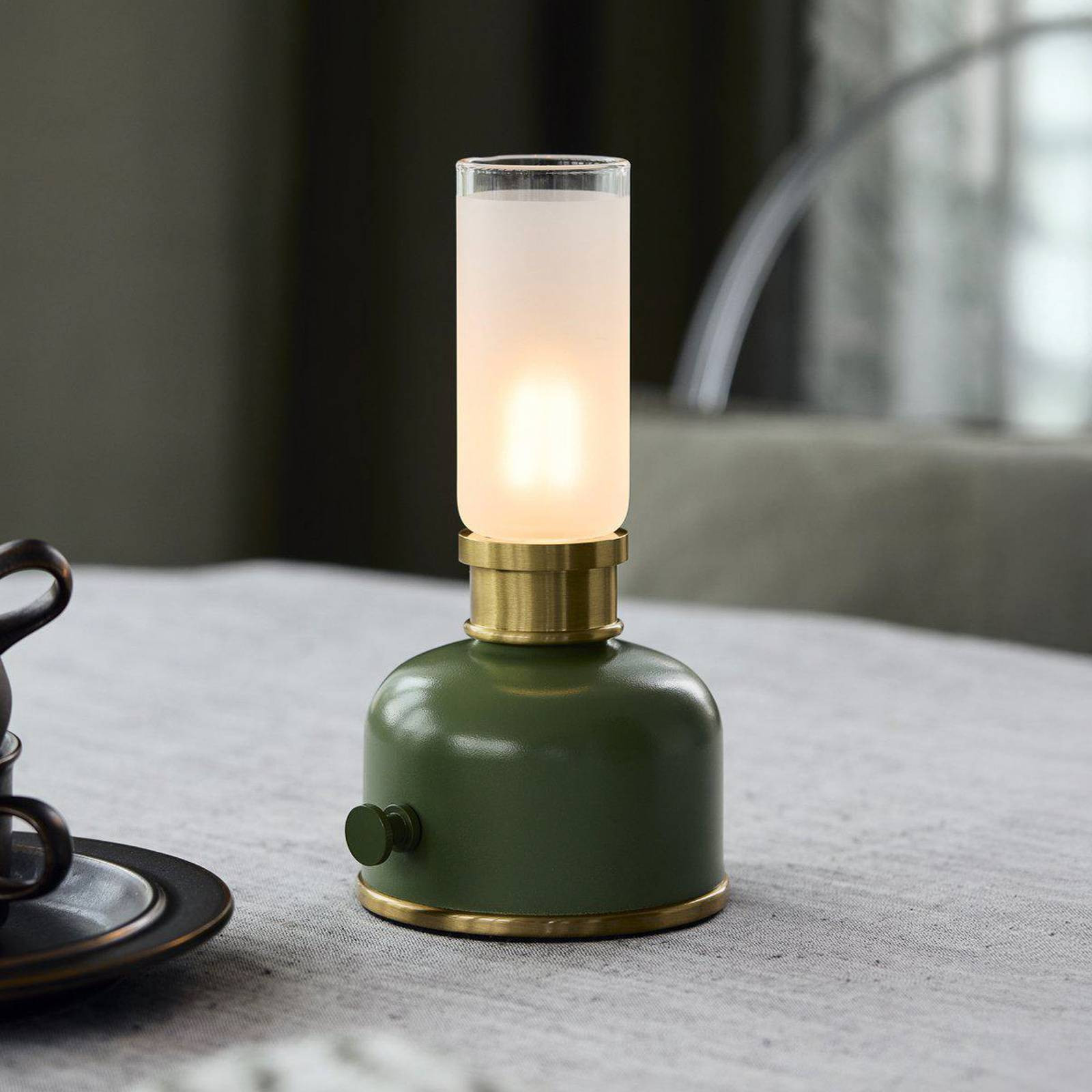 PR Home LED dobíjacia stolová lampa Frida, zelená, výška 22 cm