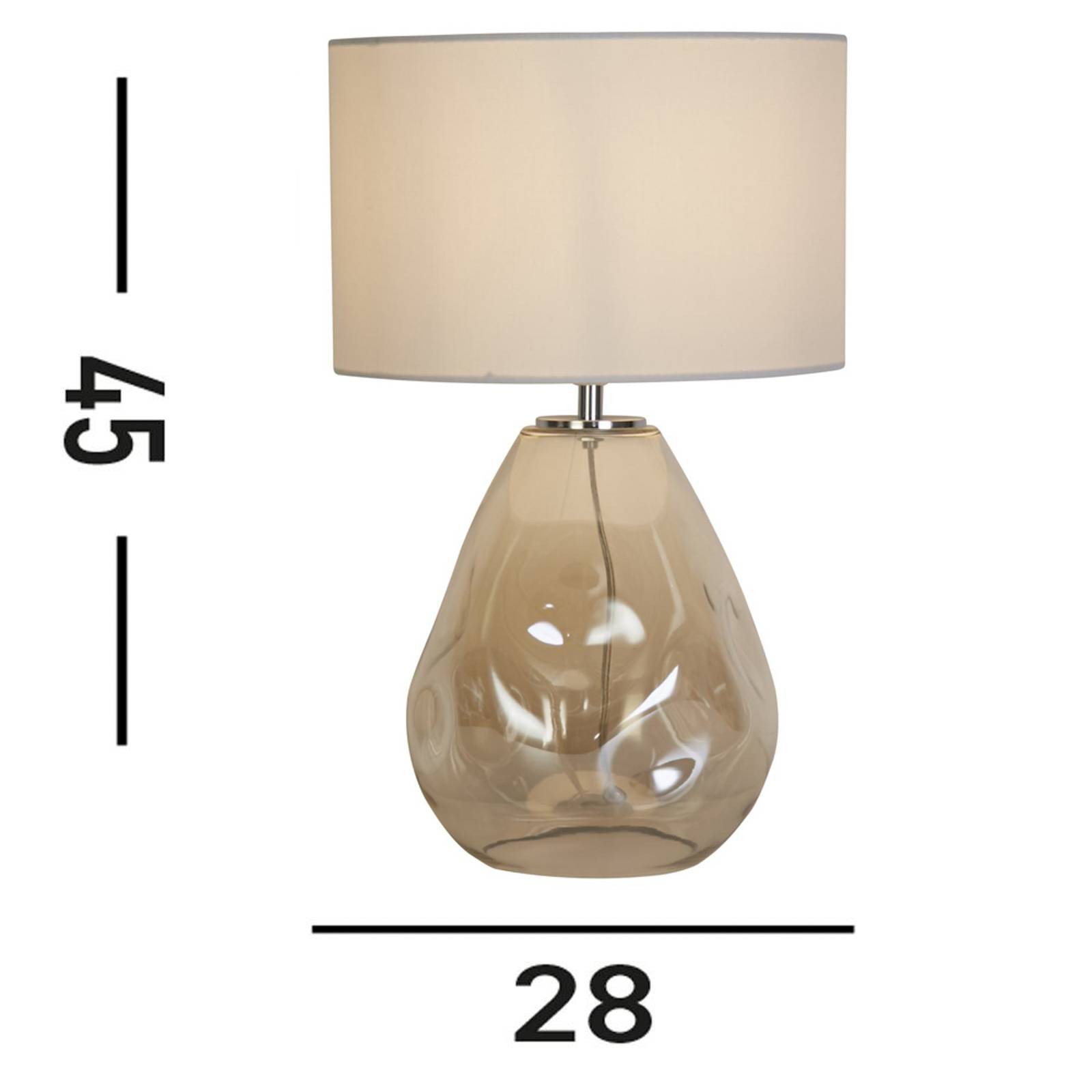 Devon stolová lampa, biela/krémová, výška 44,5 cm, textil/sklo