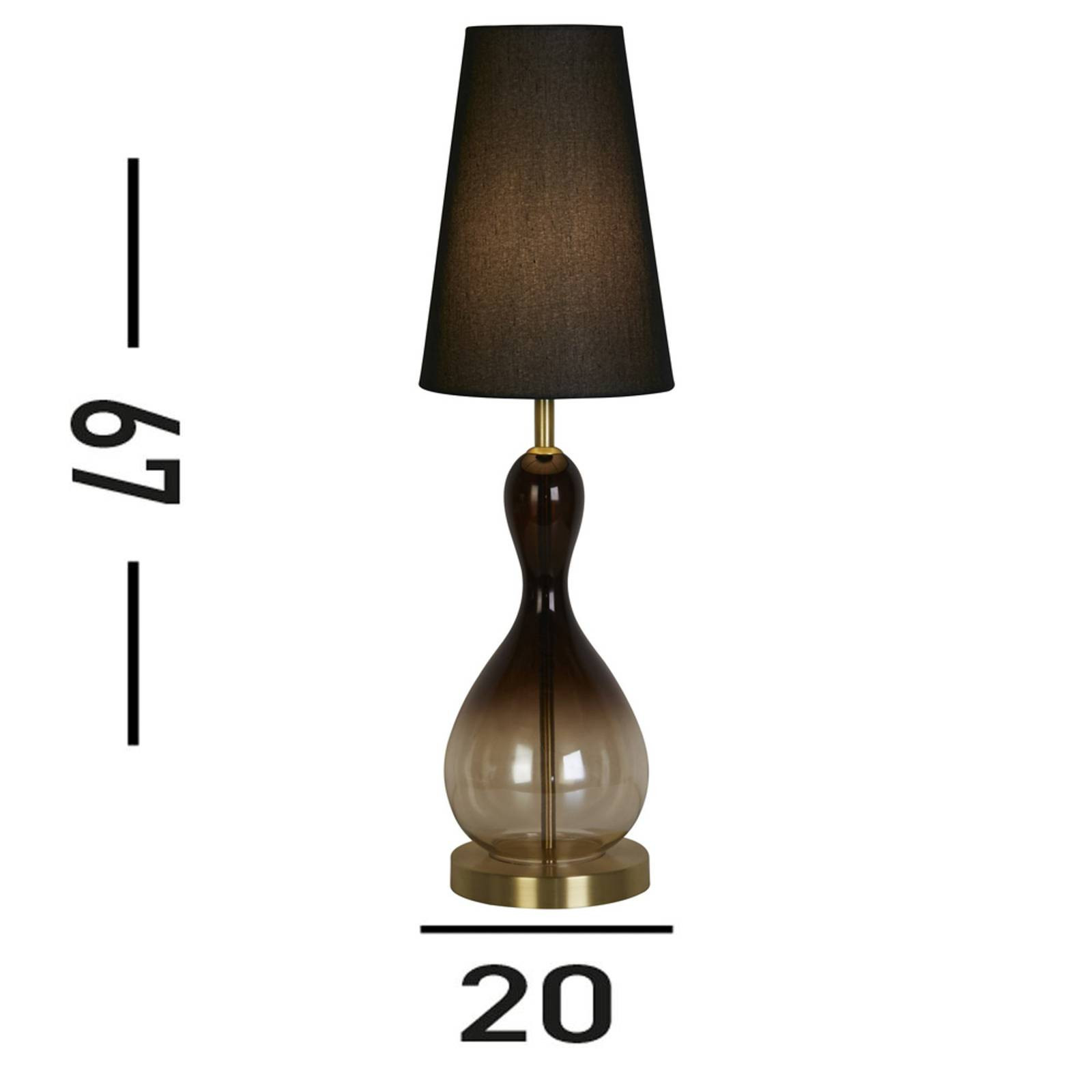 Stolová lampa Marakesh čierna/dymovo sivá výška 67 cm textil/sklo