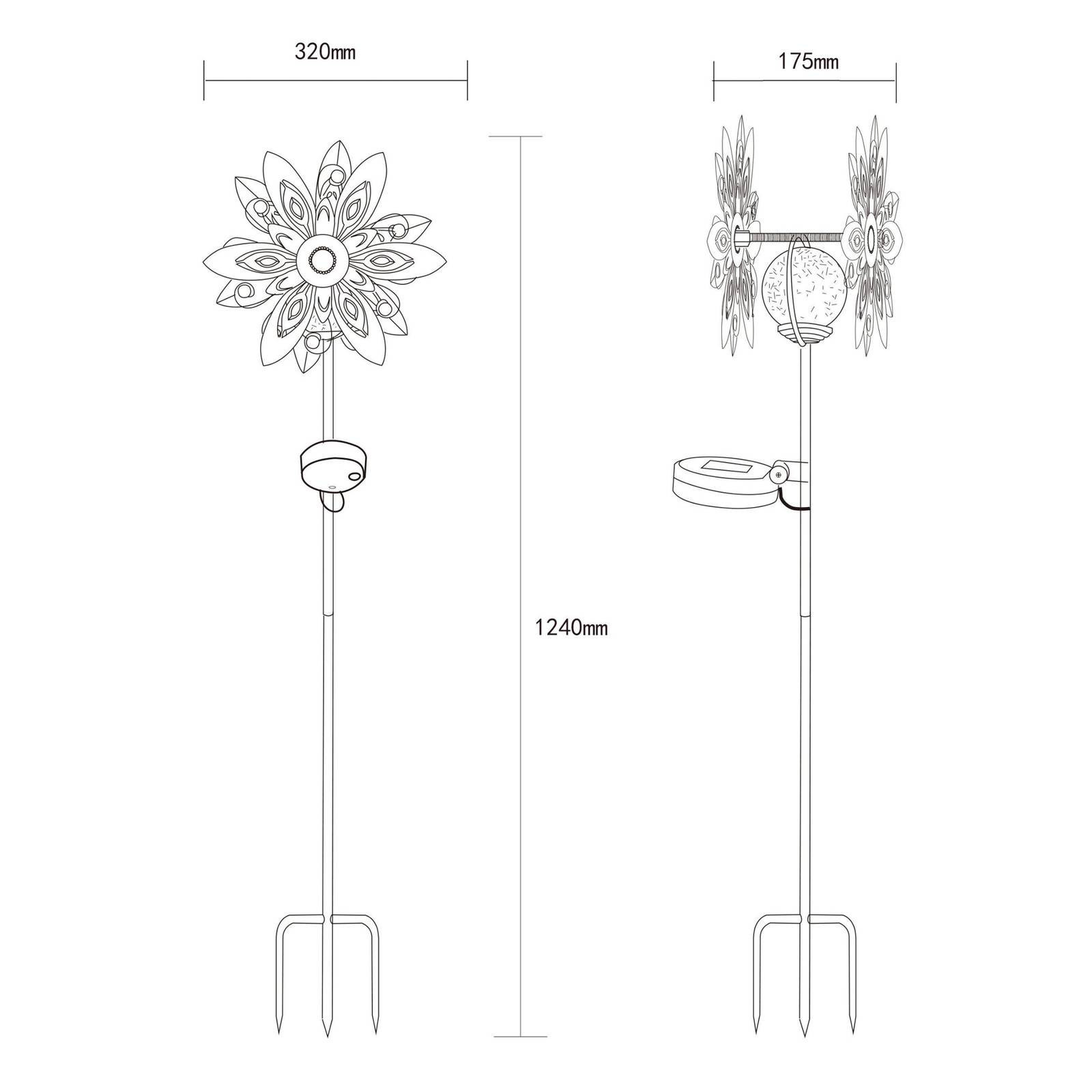 LED solárne svetlo 36578, zemný hrot, hrdzavohnedá farba, kov, sklo