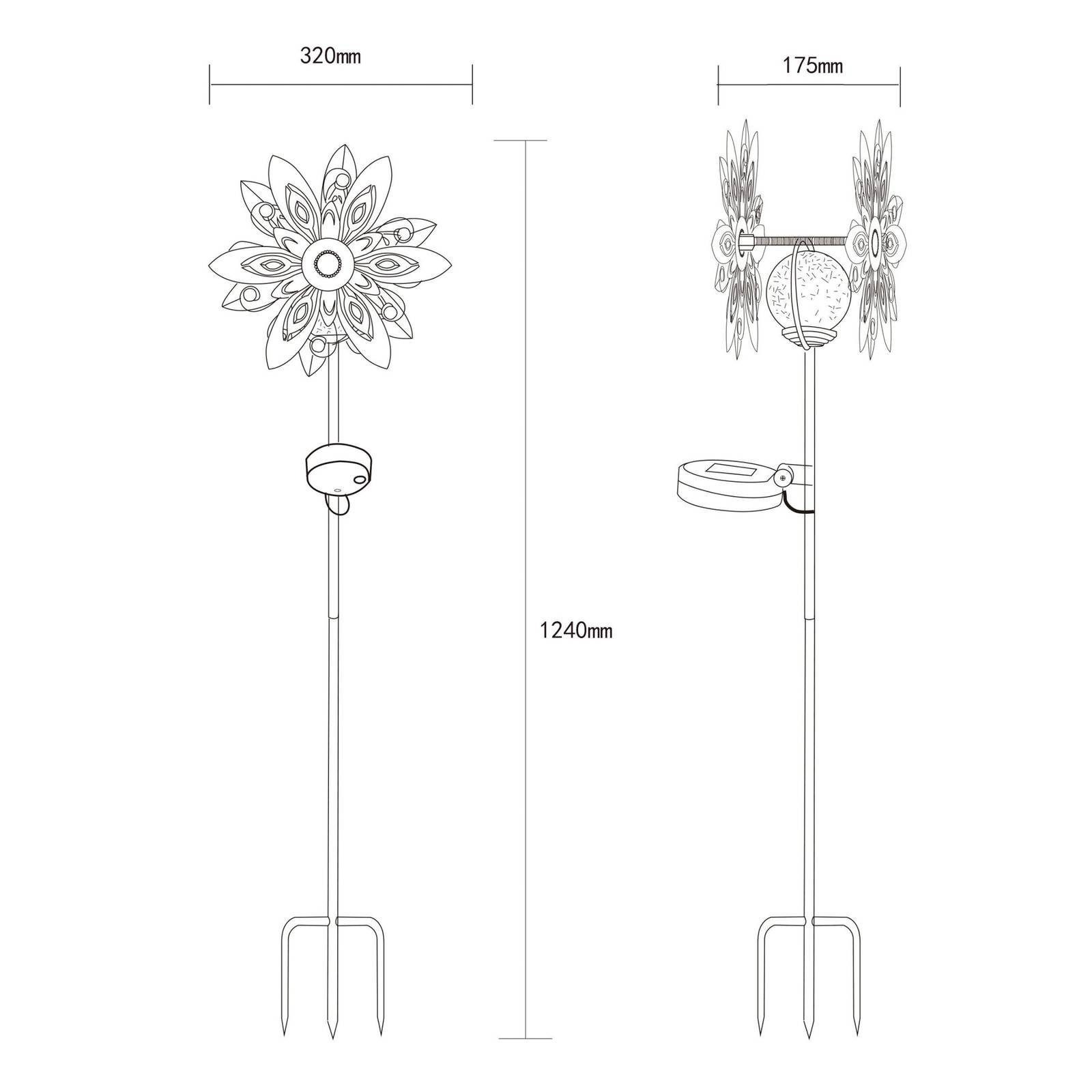 LED solárne svetlo 36578S, zemný hrot, strieborná/čierna, kov