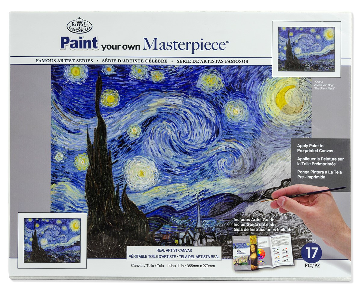 R&L MASTERPIECE - Maľovanie podľa čísel na plátno hviezdna noc, 1 ks