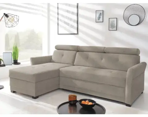 Rohová sedacia súprava Harris, hnedo-béžová taupe látka, ľavý roh%