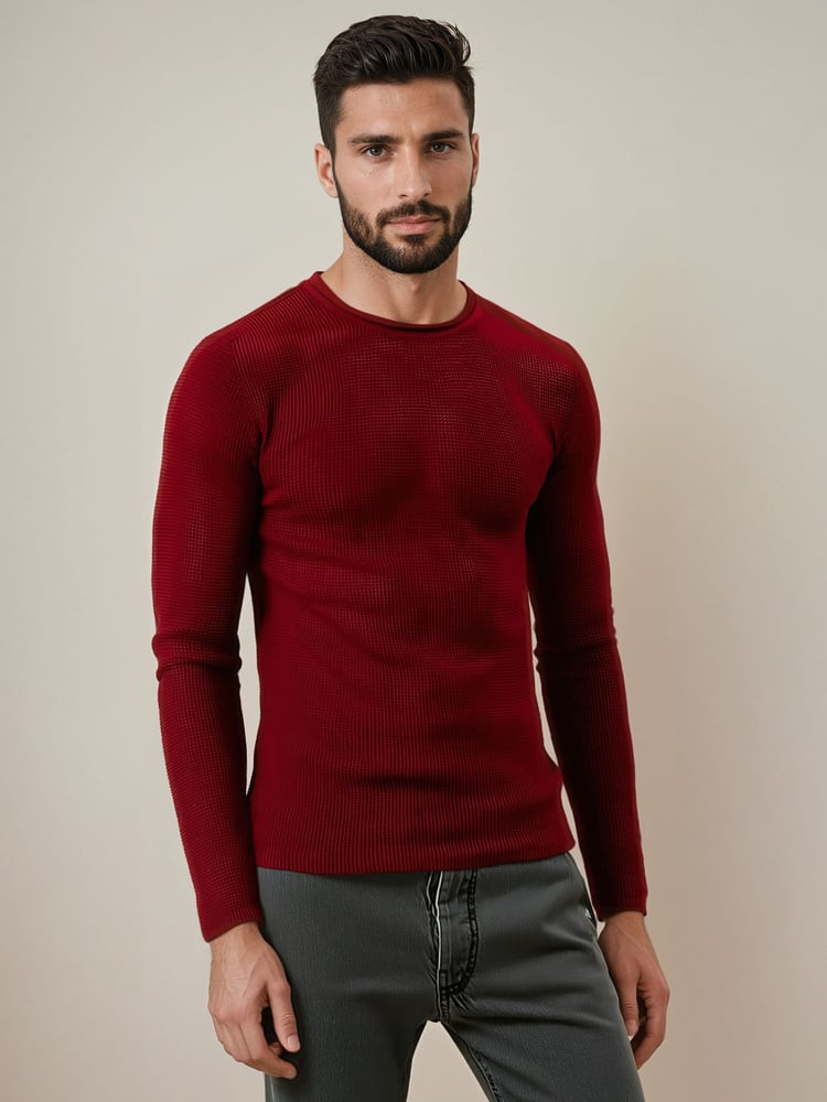 DStreet Sweter męski bordowy