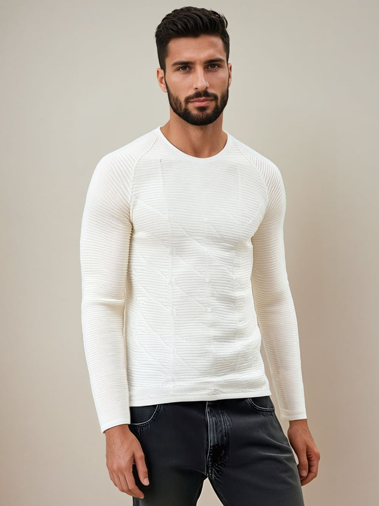 DStreet Sweter męski ecru