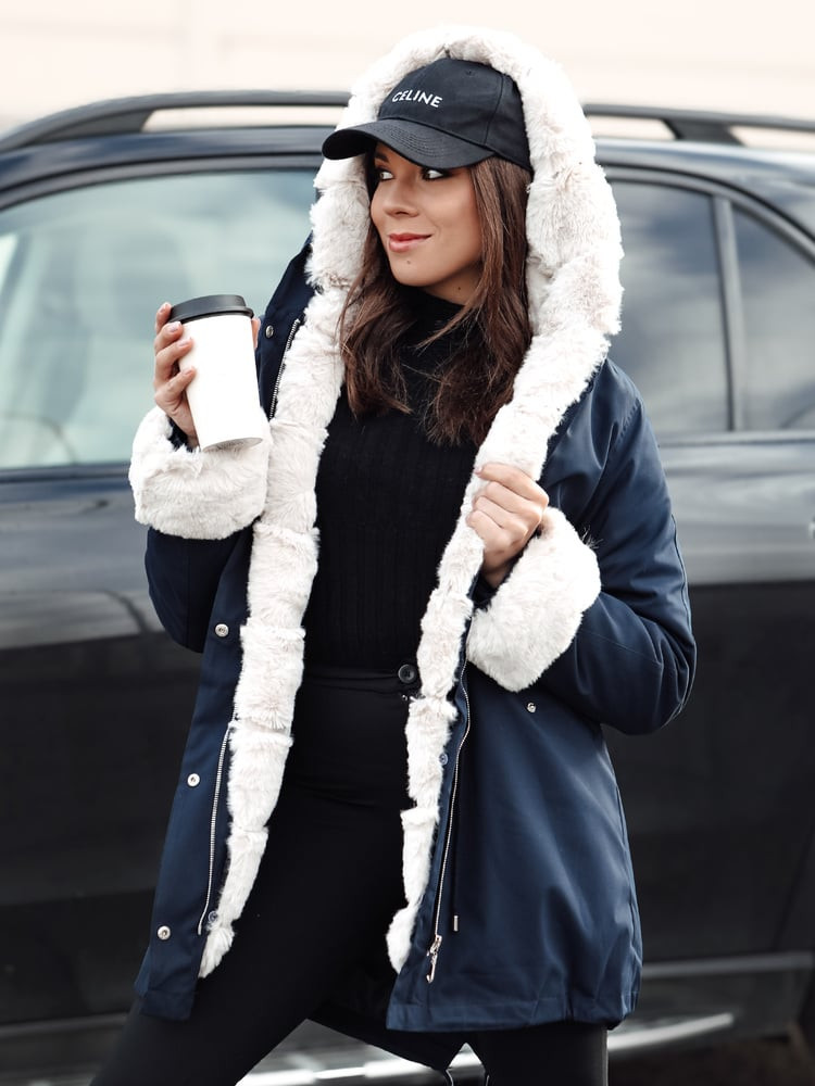 Kurtka zimowa damska parka STARBURST granatowa Dstreet
