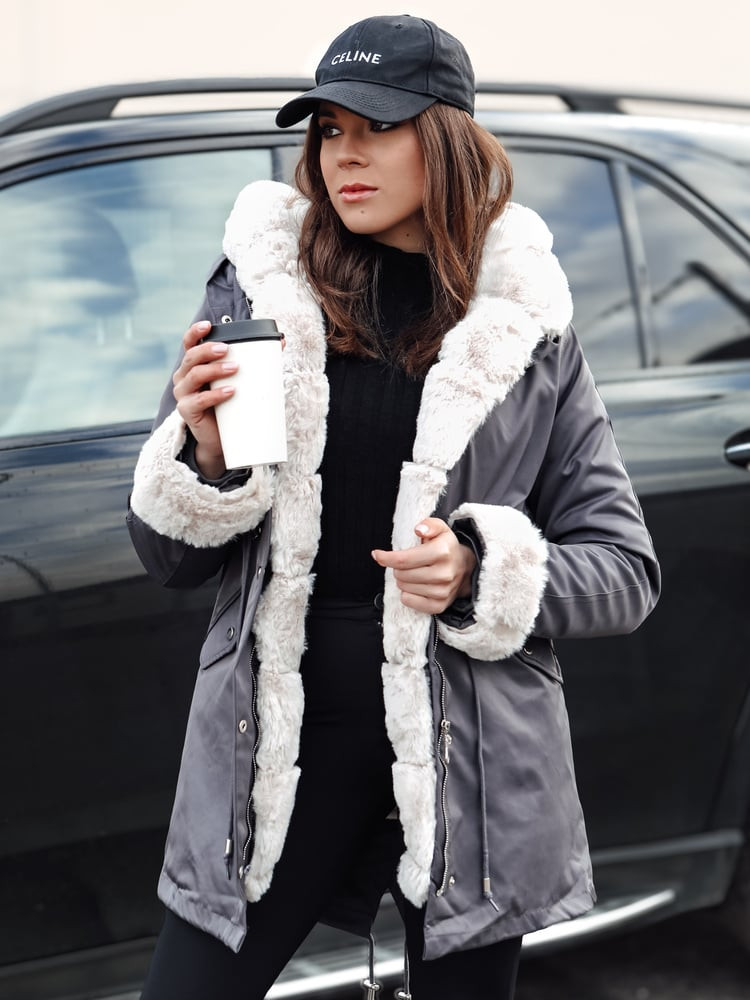 Kurtka zimowa damska parka ARCTIC ciemnoszara Dstreet