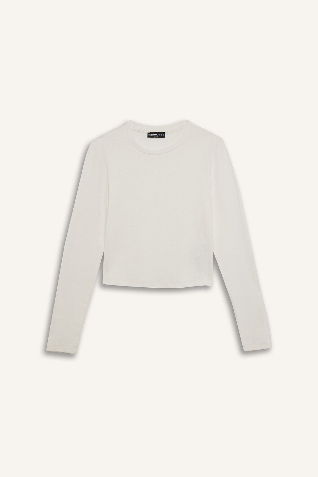 DEFACTO Coool Fitted Crew Neck Rib Basic Solid Long Sleeve White T-Shirt