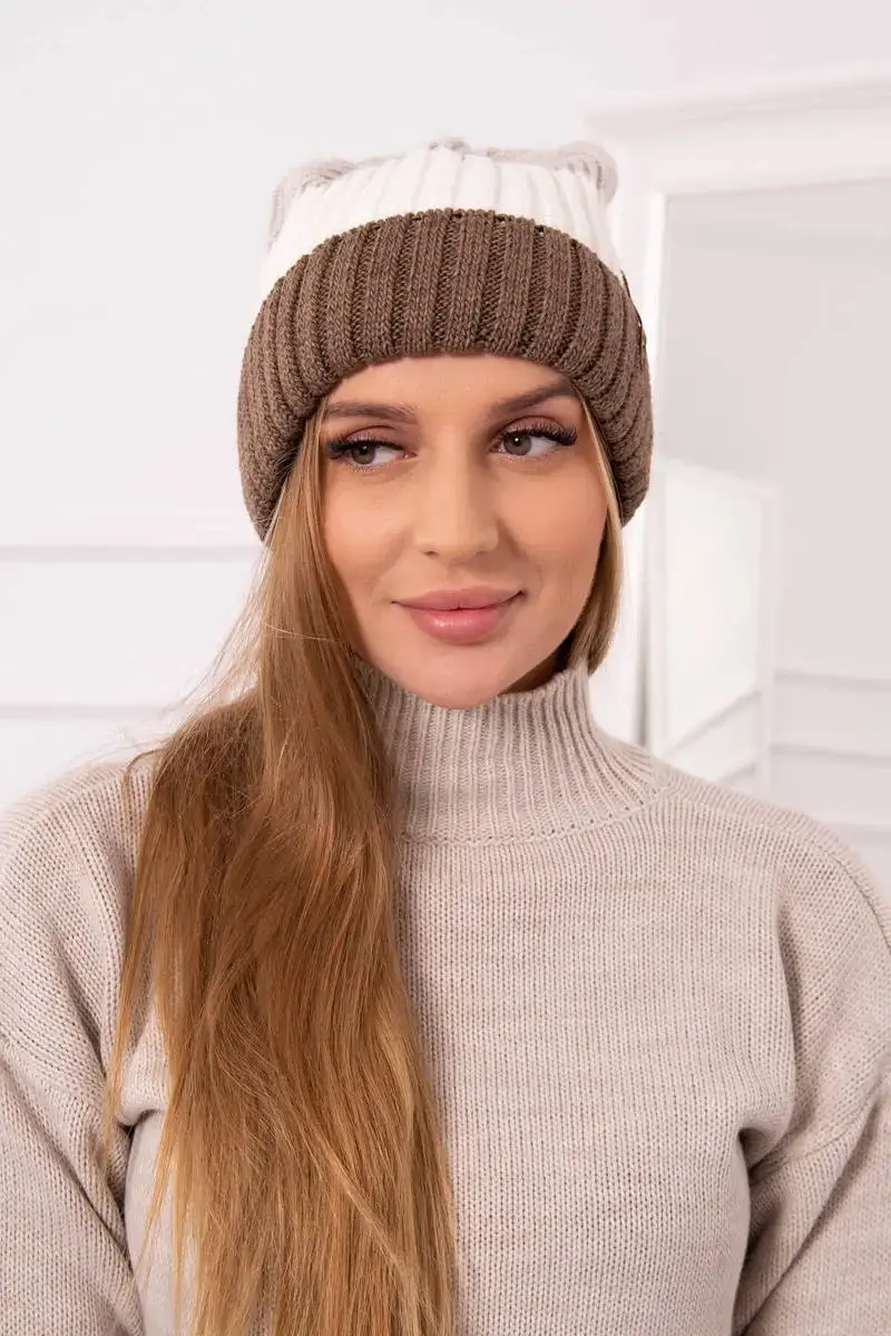 marka niezdefiniowana Čapica s fleece Bojana K265 tmavá béžová+biela+svetlo béžová