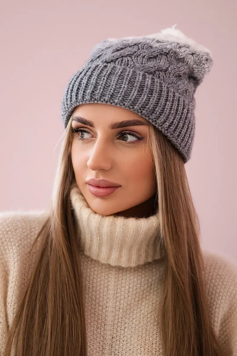 marka niezdefiniowana Čapica s fleece Ilona K218 šedá+biela