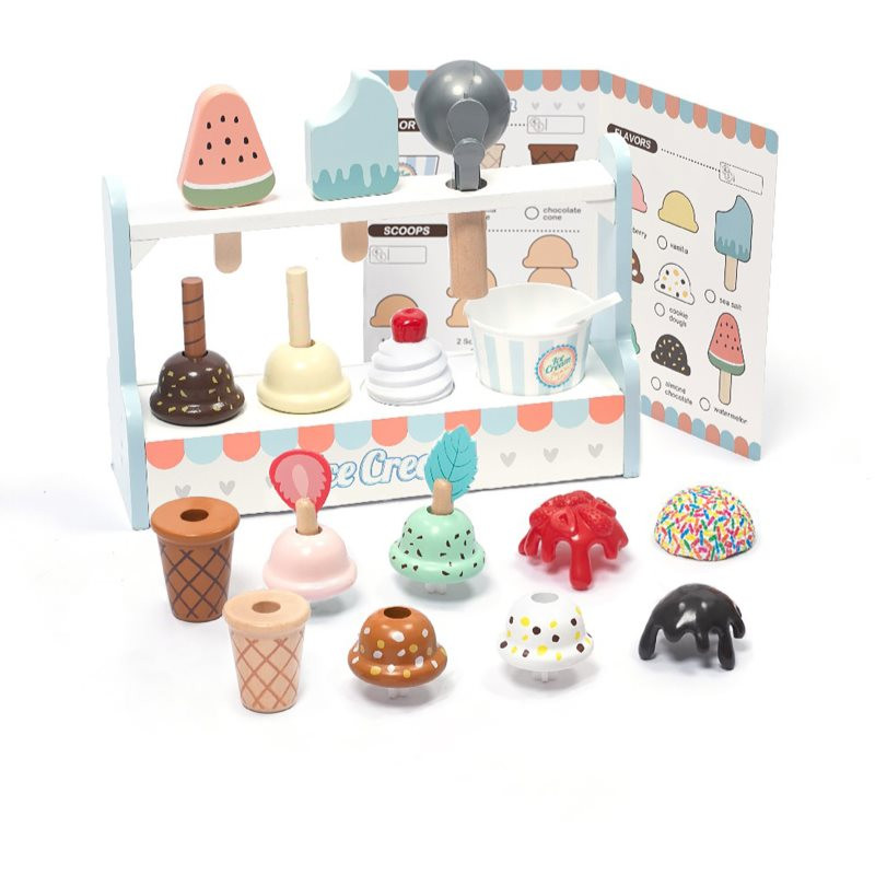 UMU Toys Groceries & Cooking Ice Cream Set aktivity hračka z dreva