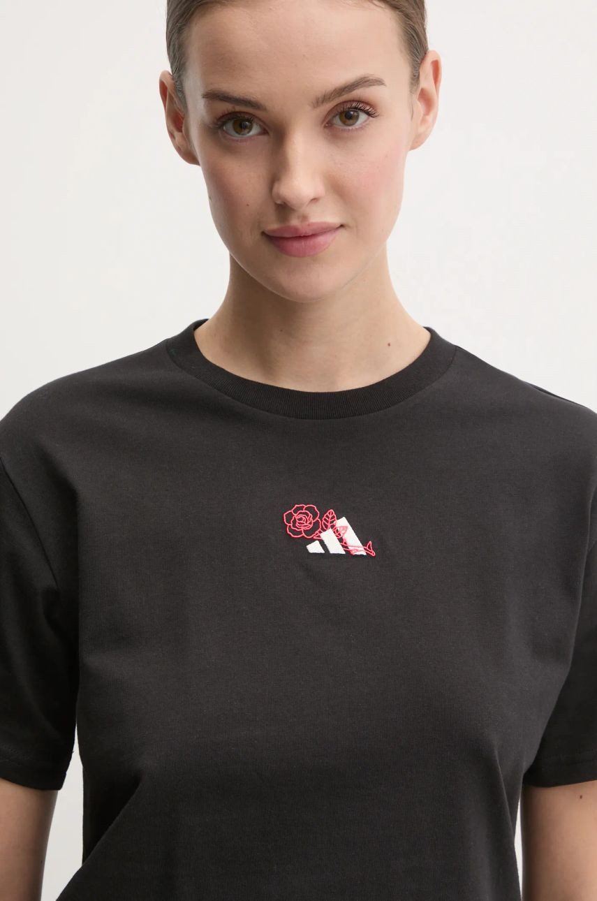 Bavlnené tričko adidas W L MINI TEE dámske, čierna farba, JN8224