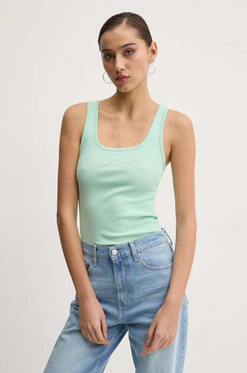 Top Guess Jeans dámsky, zelená farba, W5RP48 KA0H1