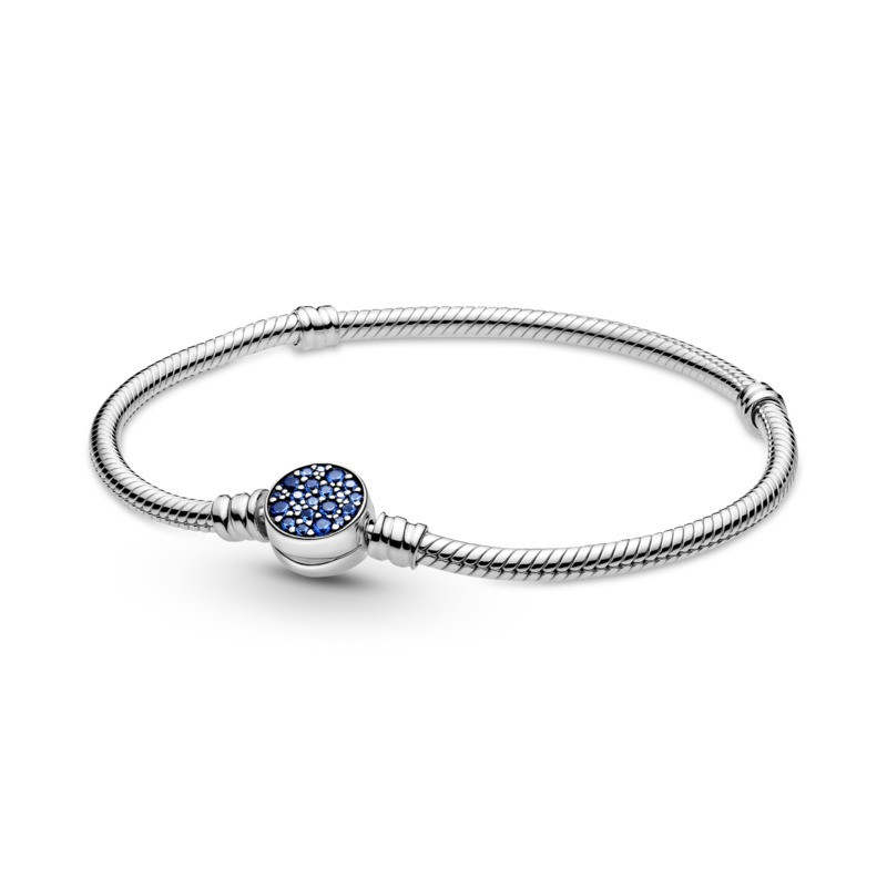 Pandora Strieborný náramok s modrými zirkónmi Moments 599288C01 17 cm