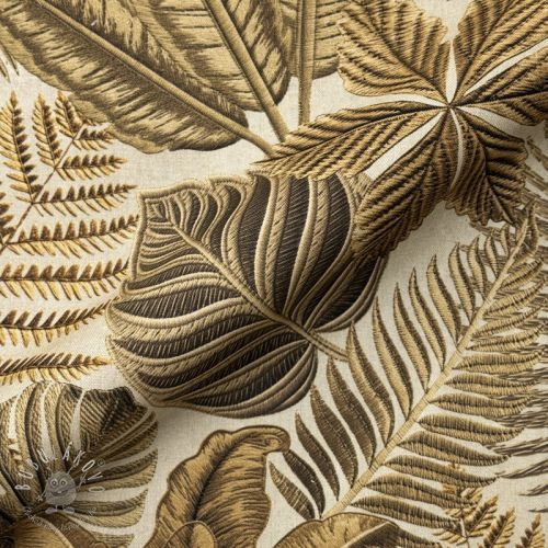 Dekoračná látka premium Leaf Embroidery digital print