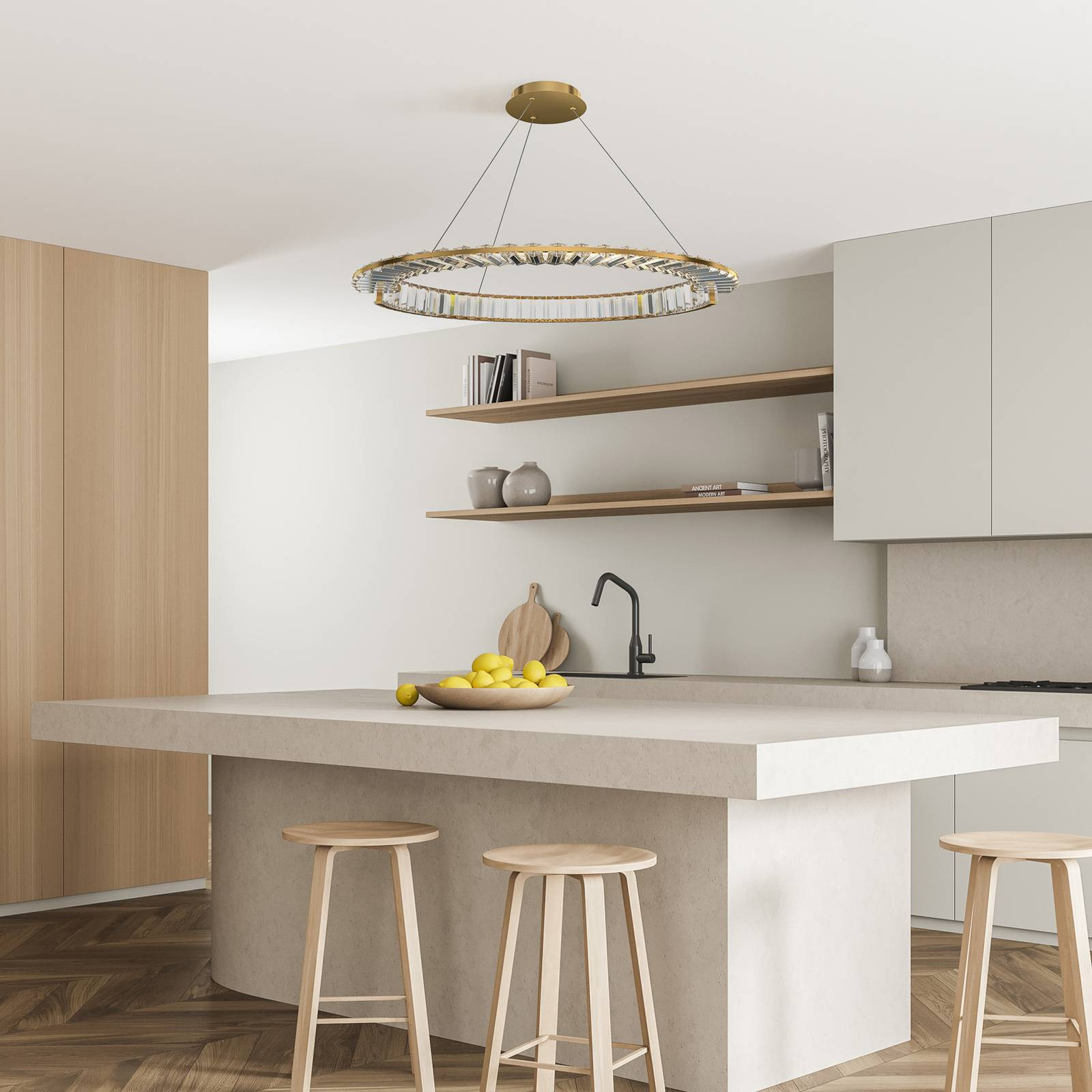 Maytoni LED závesné svetlo crown gold Ø 62 cm crystal 4 000 K