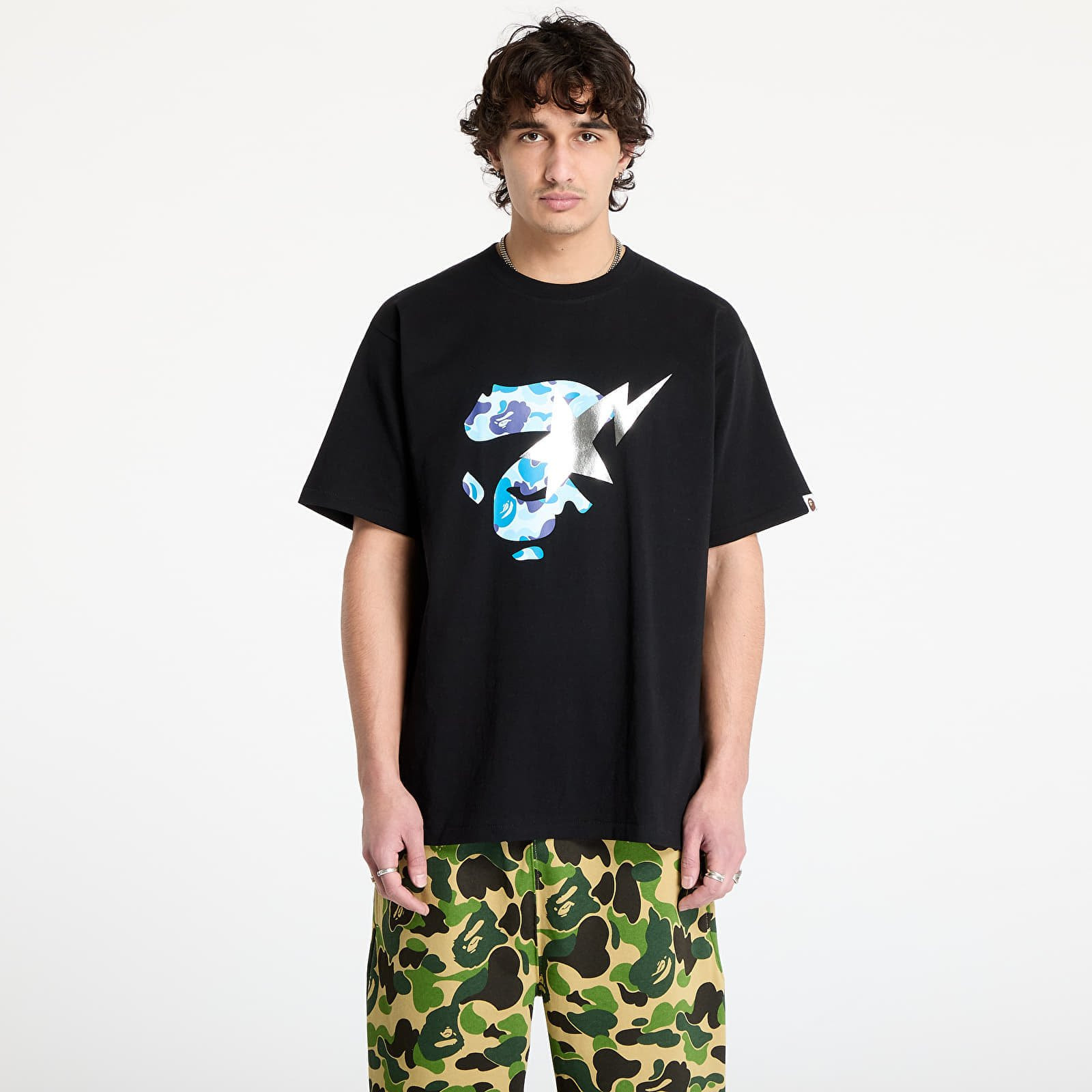 Tričko A BATHING APE Abc Camo Ape Face Sta Tee M Black/ Blue XXXL