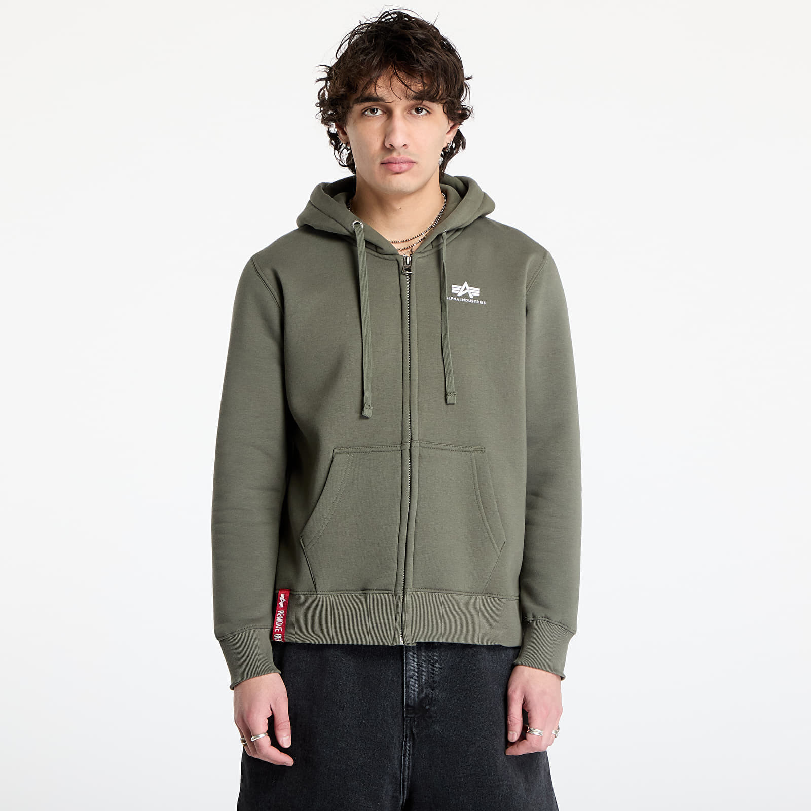 Mikina Alpha Industries Basic Zip Hoody SL Dark Olive L