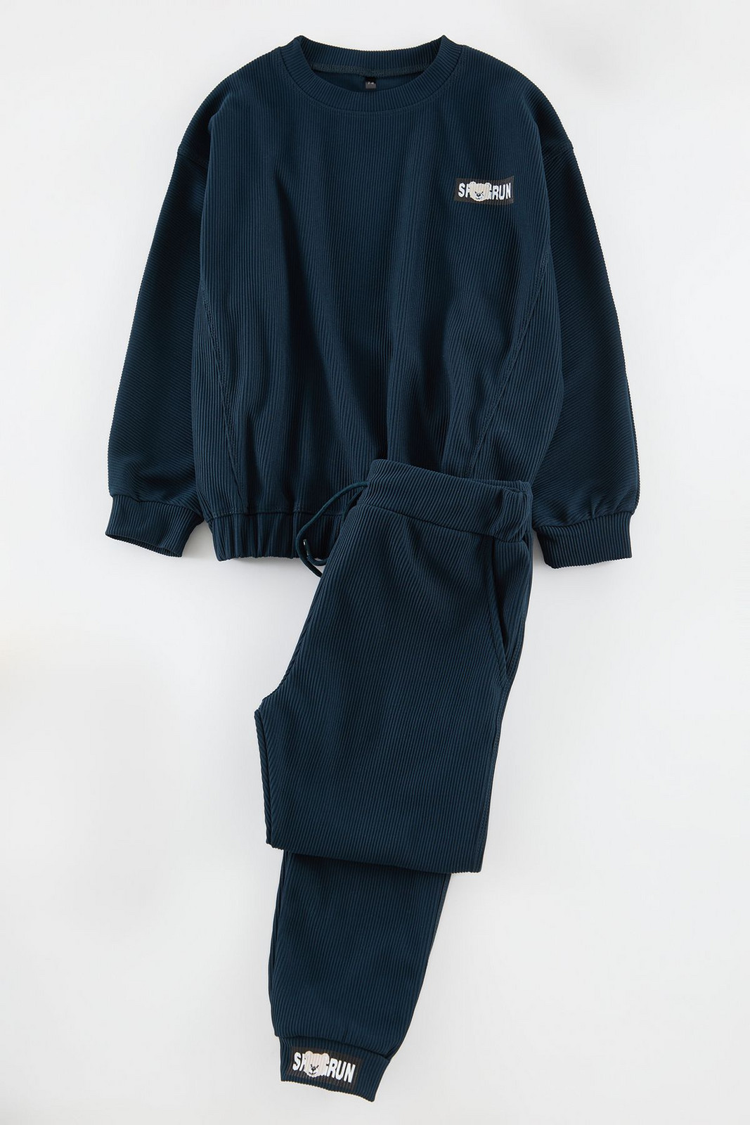 Trendyol Navy Blue Boy Printed Knitted Bottom-Top Set