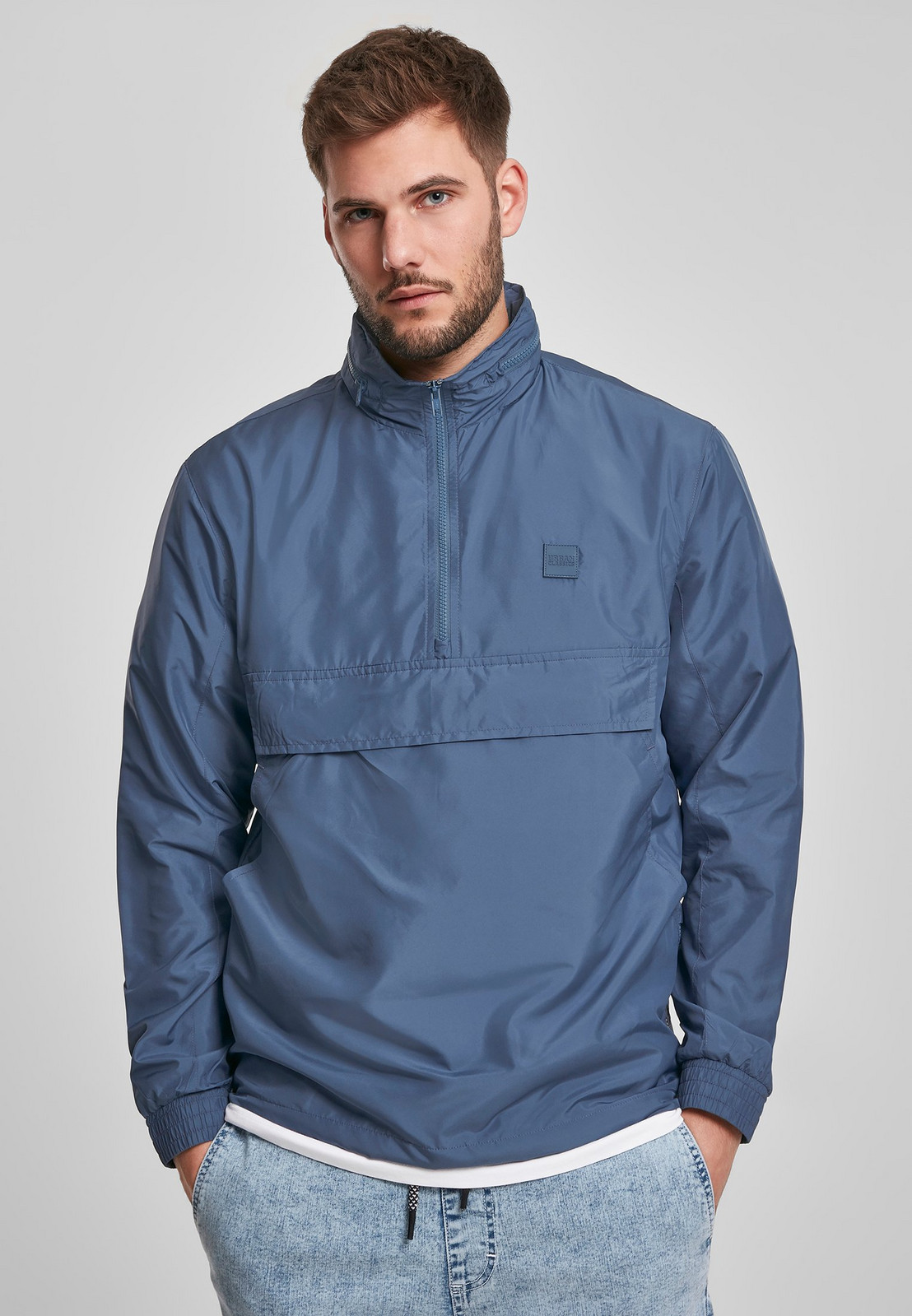 Jacket with concealed hood, vintage blue