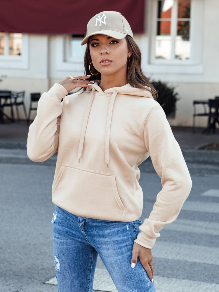 Bluza damska BASIC z kapturem beżowa Dstreet