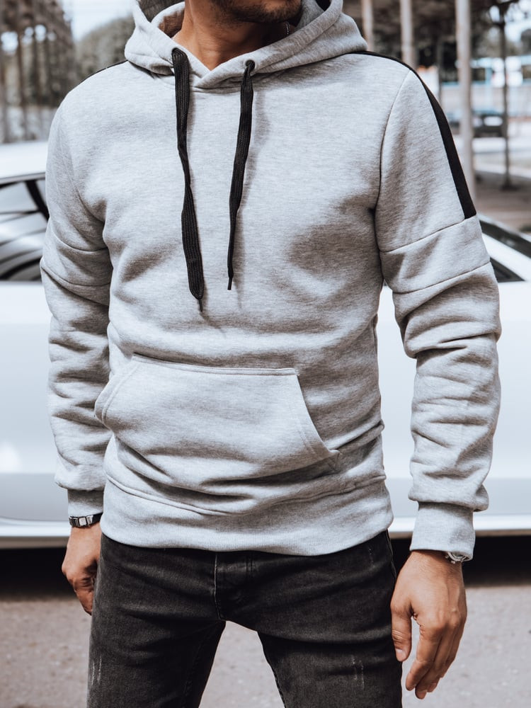 Pánska mikina s kapucňou svetlo šedá Dstreet