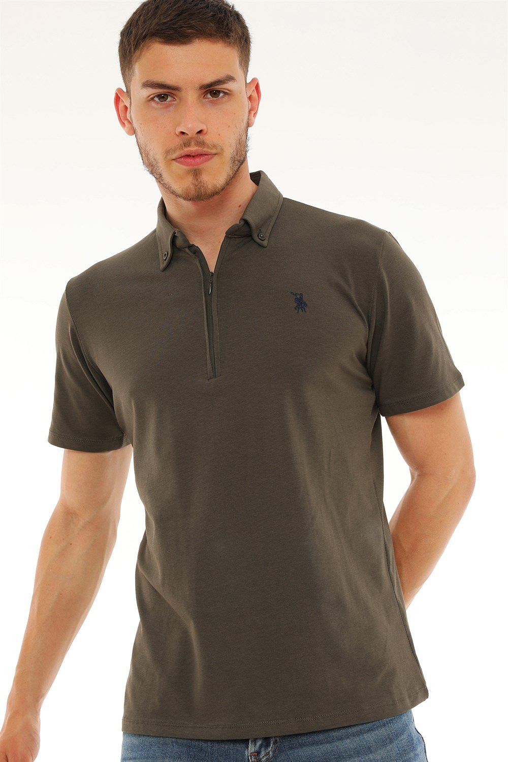 T8583 DEWBERRY MEN'S T-SHIRT-KHAKI