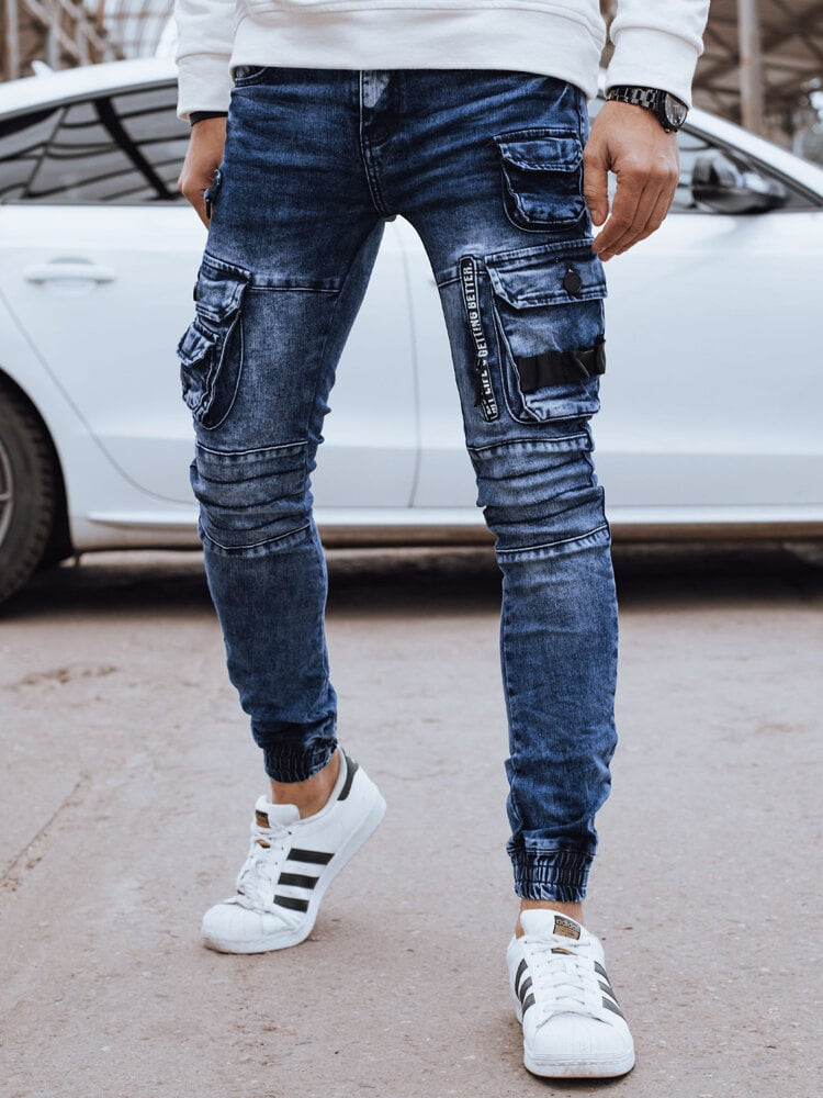 Spodnie męskie jeansowe bojówki niebieskie Dstreet