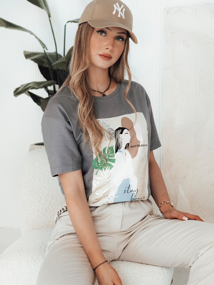 T-shirt damski BRAVIS brązowy Dstreet