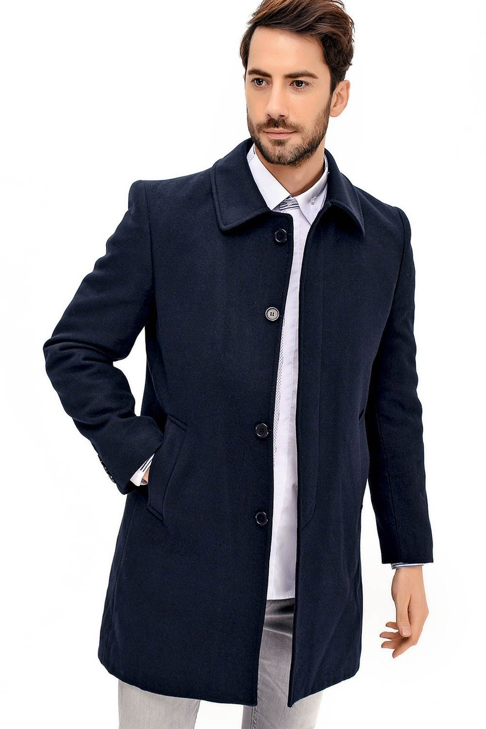PLT8365 DEWBERRY MEN'S COAT-NAVY BLUE