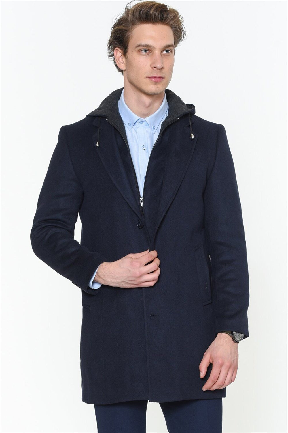 PLT8376 DEWBERRY MEN'S COAT-NAVY BLUE