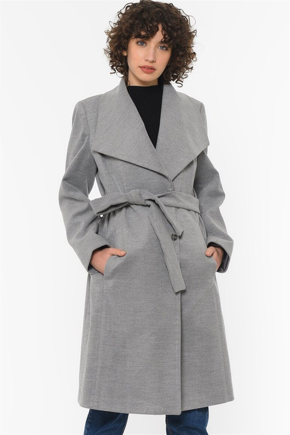 Z6639 DEWBERRY WOMEN'S COAT-GREY