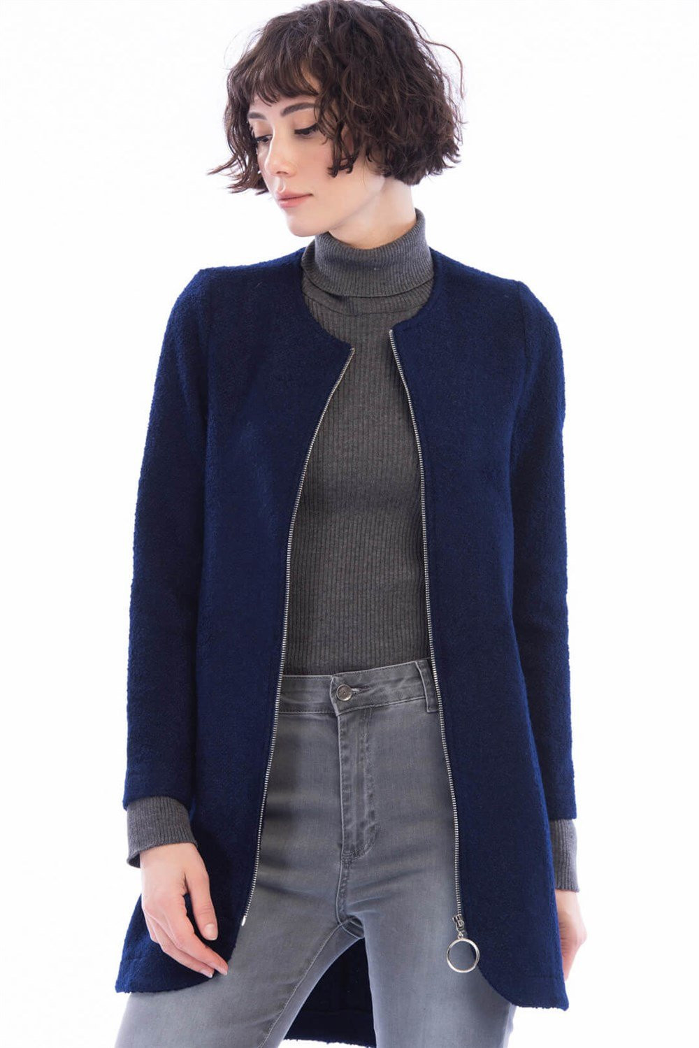 Z6603 DEWBERRY WOMEN'S COAT-NAVY BLUE