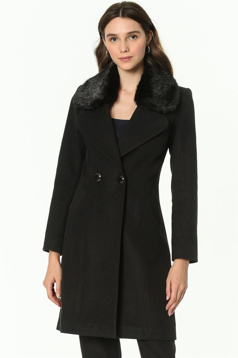 Z6643 DEWBERRY WOMEN'S COAT-BLACK