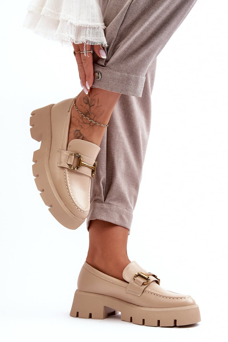 WS1 Dámske topánky Loafer s dekoráciou Beige Peuria