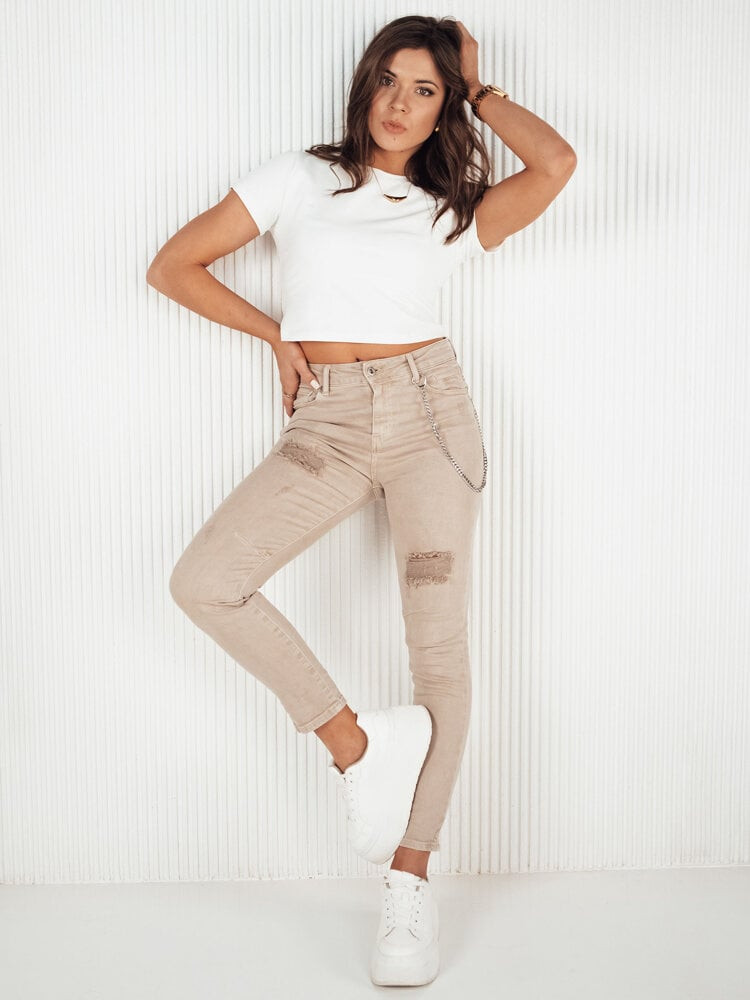 Dámske rifle s vysokým pásom ALEX Farba tmavobéžová DSTREET