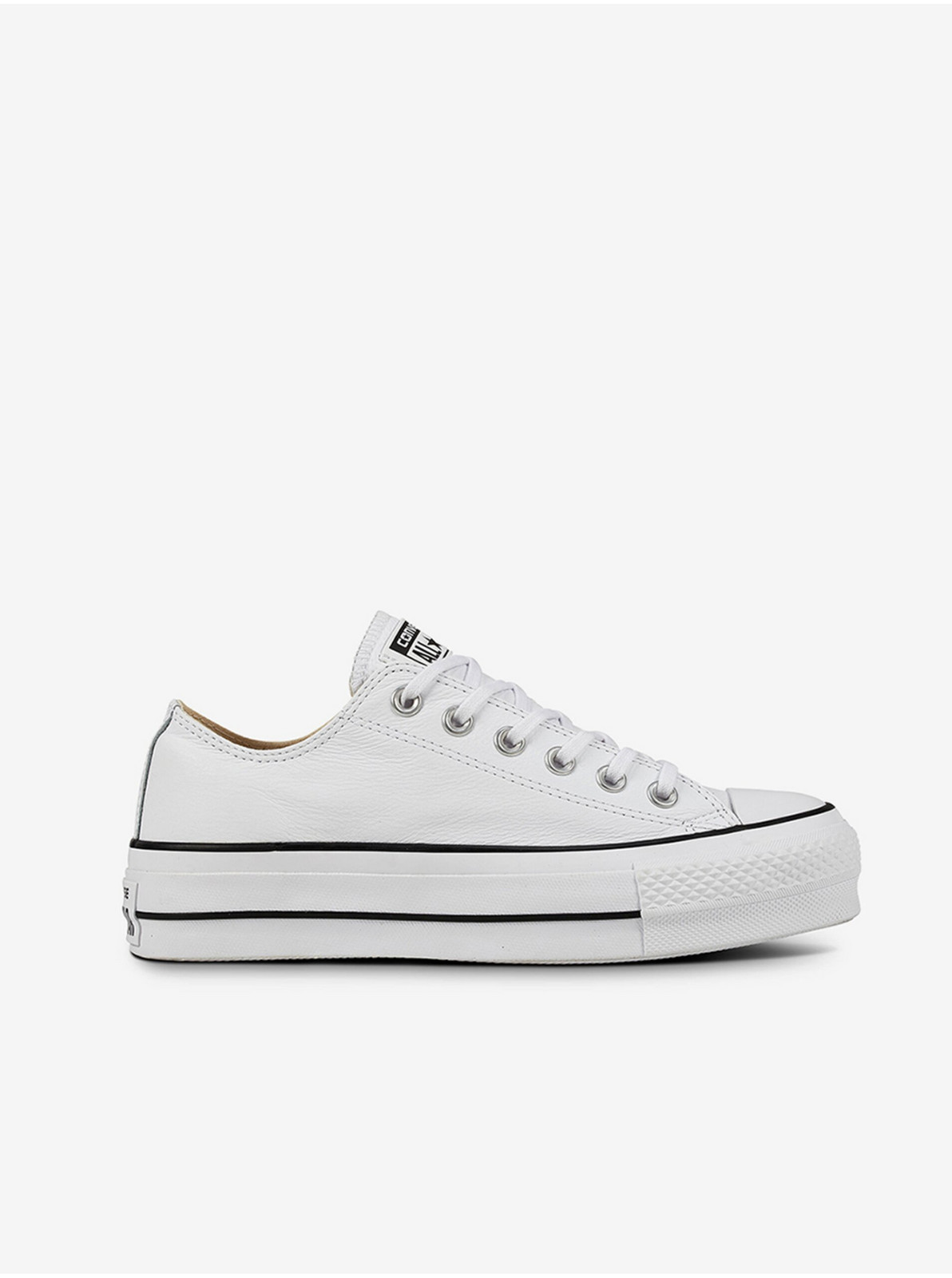 White Women's Leather Sneakers on the Converse Platform - Women
