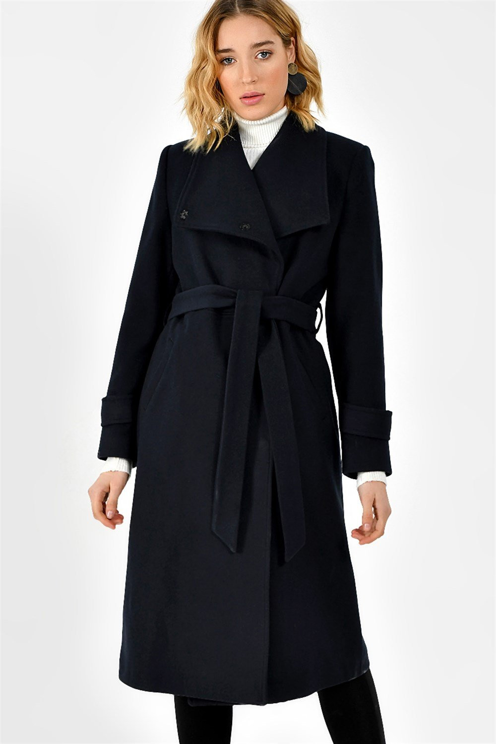 Z6645 DEWBERRY WOMEN'S COAT-NAVY BLUE